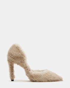 FABLE Tan Faux Fur Stiletto Pump Heel | Women's Heels Cute Shoes Flats, The Fable, Steve Madden Heels, Winter Shoes For Women, Tan Heels, Leather Socks, Women's Heels, Gorgeous Shoes, Stiletto Pumps