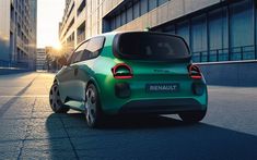 4k, Renault Twingo E-TECH Prototype, back view, 2025 cars, electric cars, compact cars, Green Renault Twingo, 2025 Renault Twingo, french cars, Renault