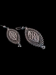 Pure 925 silver earrings with intricate filigree handwork. This oxidized look is a combination of modern yet traditional design. perfect wedding look Sterling Silver Drop Earrings With Intricate Design For Brides, Handmade Silver Earrings For Wedding, Antique Silver Wedding Earrings With Intricate Design, Silver Traditional Pierced Bridal Earrings, Silver Filigree Bridal Earrings For Formal Events, Ornate Silver Filigree Earrings, Silver Filigree Earrings For Wedding, Sterling Silver Dangle Bridal Earrings With Intricate Design, Ornate Silver Bridal Earrings