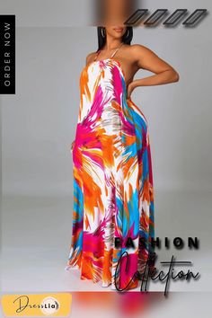 Halter Backless Colorblock Maxi Dress Multicolor Backless Mini Dress For Vacation, Bold Sleeveless Summer Dresses, Multicolor Halter Neck Maxi Dress For Party, Multicolor Summer Halter Dress For Party, Summer Party Maxi Dress With Color Block, Color Block Maxi Dress For Vacation, Bold Dresses For Spring Vacation, Spring Vacation Color Block Midi Dress, Bold Summer Vacation Dresses