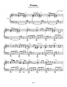 sheet music with the words woman written on it