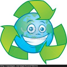 a cartoon earth with a recycle on it's face - people characters