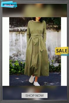 Women's Long Dress Maxi Dress Casual Dress Pure Color Streetwear Casual Outdoor Daily Holiday Pocket Long Sleeve Crew Neck Dress Loose Fit Armygreen Black Red Spring Summer S M L Xl Xxl Maxi Dress Casual, Dress Loose Fit, Crew Neck Dress, Daily Holidays, Womens Long Dresses, Crewneck Dress, Streetwear Casual, Maxi Dresses Casual, Dress Maxi