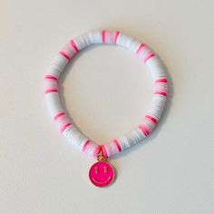 Pink Beaded Bracelets With Round Polymer Clay Beads, Princess Clay Bead Bracelet, Handmade Pink Polymer Clay Beaded Bracelets, Pink Beaded Bracelets With Colorful Polymer Clay Beads, Pink Polymer Clay Bracelet With Colorful Beads, Crystal Bead Jewelry, Beads Bracelet Design, Bubble Gum, Clay Beads