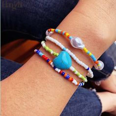 HangZhi New 8 pcs/set Bohemian Beads Bracelets Colorful Flowers Daisy – daiiibabyyy Bohemian Alloy Bracelets For Festivals, Trendy Alloy Beach Jewelry, Adjustable Bohemian Alloy Bracelet, Trendy Adjustable Beaded Bracelets In Alloy, Trendy Adjustable Beaded Alloy Bracelets, Trendy Adjustable Alloy Beaded Bracelets, Adjustable Alloy Bracelets For Festival, Adjustable Beaded Alloy Bracelets, Summer Heart Beads Bracelet Jewelry