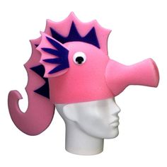 a pink and purple hat with an elephant's head