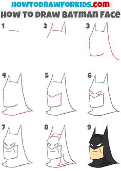 how to draw batman's head from the movie, with instructions on how to draw it