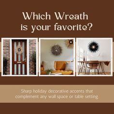 an advertisement for a home decor store with pictures of furniture and decorations on the wall