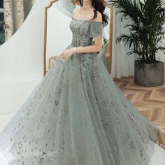 Elegant Fairytale Prom Dresses, Luxury Tulle Fairy Dress In Fairytale Style, Luxury Fairytale Dress For Prom Season, Luxury Fairytale Prom Dress, Luxury Fairytale Princess Dress For Party, Lace Long Prom Dress, Grey Evening Dresses, Green Evening Dress, Long Formal Gowns