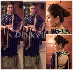 Blue And Gold Lehenga, Gold Lehenga, Movies Bollywood, Celeb Fashion, Biryani Recipe, Kareena Kapoor