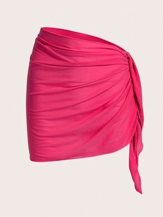 Summer Beach Solid Ruched Side Cover Up Skirt Hot Pink    Fabric Plain  Slight Stretch  Women Clothing, size features are:Bust: ,Length: ,Sleeve Length: Summer Pleated Fitted Draped Skirt, Summer Pleated Draped Fitted Skirt, Solid Color Summer Mini Skirt For Vacation, Solid Mini Skirt For Vacation, Solid Color Mini Skirt For Summer Vacation, Solid Mini Length Skirt For Vacation, Vacation Solid Color Mini Skirt For Summer, Summer Ruched Mini Skirt, Solid Color Swim Skirt For The Beach