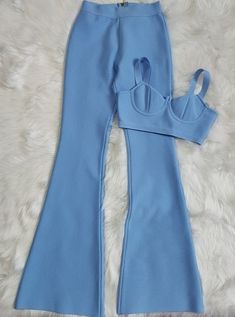 Ingvn Set 2 Pieces Strap Sleeveless Bustiers And Long Bell-Bottoms Tro Wedding Celebrity, Bandage Top, Celebrity Party, Flare Trousers, Baggy Pants, Shorts With Tights, Club Party, Bustiers, Bell Bottoms