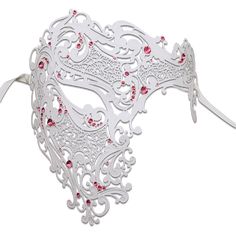 Made for men, can be worn on women as well. This deluxe, venetian-style decor mask features crystals, rhinestones and designs, will surely make you stand out stylishly. All of the masks are hand made and intricately designed offering each a unique flair. White Venetian Mask, White Venetian Masquerade Mask As Gift, White Venetian Masquerade Mask For Gift, White Venetian Masquerade Mask For Wedding, Elegant White Masquerade Mask For Carnival, Elegant White Masquerade Mask For Mardi Gras, White Masks And Prosthetics For Mardi Gras Gift, White Mardi Gras Masks And Prosthetics For Gift, White Mardi Gras Masks And Prosthetics