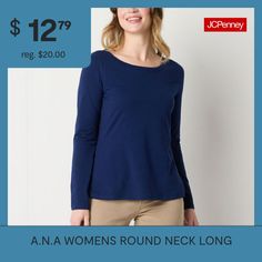 This a.n.a long-sleeve t-shirt from its adaptive collection for women is an everyday wardrobe essential crafted from soft stretch-jersey. It is designed with specific adaptive features to meet sensory needs and assist with easier on-and-off dressing such as flat seams, a tag-free design and a wide round neck.Features: Adaptive, Essentials, Flat Seams, Tag FreeFit: Regular FitNeckline: Round NeckSleeve Length: Long SleeveApparel Length: 25 InchesFiber Content: 57% Cotton, 38% Modal, 5% SpandexFa… Large Shirts, Everyday Wardrobe, Wardrobe Essentials, Shirt Shop, Shirts Tops, Long Sleeve Tshirt, Free Design, Round Neck, T Shirts