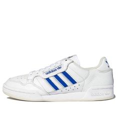 Adidas Originals Continental 80 Stripes GX4468 (SNKR/Skate/Light/Unisex/Low Top) Classic White Skate Shoes With Three Stripes Branding, Classic White Skate Shoes With Three Stripes, Continental 80, Low Top, Adidas Originals, Stripes, Adidas, The Originals, Blue