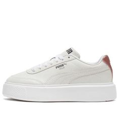 Puma Oslo 382243-02 (SNKR/Skate/Low Top/Women's/Non-Slip/Breathable) Sporty White Platform Sneakers With Vulcanized Sole, White Platform Sneakers With Contrast Sole For Light Sports, White Platform Sneakers With Contrast Sole, White Puma Sneakers For Streetwear, White Puma Sneakers With Synthetic Material, Sporty White Puma Skate Shoes, White Synthetic Puma Sneakers, White Athleisure Platform Sneakers With Perforated Toe Box, White Athleisure Platform Sneakers With Perforated Toe