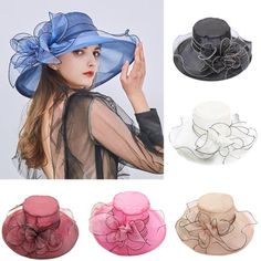 Specifications: Perfect for race day event, wedding, church, party, or any formal occasion. Featuring floral design, adds your elegance. Foldable design for easy carrying. Type: Sun Hat Gender: Women's Material: Organza Features: Foldable, Floral Design, Wide Brim, Comfortable to Wear Cap Height: 9cm/3.54", Brim Length: 12cm/4.72", Cap Circumference: 58cm/22.83" (Approx.) Notes: Due to the light and screen setting difference, the item's color may be slightly different from the pictures. Please a Tea Party Fascinators, Hat Tea Party, Womens Beach Hat, Bridal Tea Party, Kentucky Derby Fascinator, Derby Fascinator, Bridal Hat, Bridal Tea, Wedding Tea