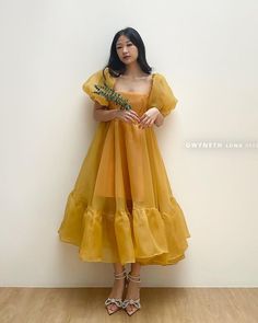 Honey Yellow Puff Sleeves Cinderella Dress, Princess Organza Dress, Simple Vacation Dress, Sheer Circle Organza Dress, Elegant Summer Dress - Etsy Vietnam Summer Wedding Puff Sleeve Midi Dress, Summer Wedding Midi Puff Sleeve Dress, Elegant Yellow Puff Sleeve Dress, Summer Wedding A-line Puff Sleeve Dress, Simple Frock Design, Elegant Summer Dresses, Cinderella Dress, Trendy Outfits Indian, Simple Frocks