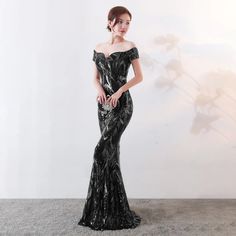 Long Mermaid Sequined Evening Gown Slim Slim Party Dress – Dresslittly Sequin Mermaid Dress For Banquet, Glamorous Mermaid Dress With Mermaid Hem For Banquet, Glamorous Mermaid Dress For Banquet, Glamorous Mermaid Dress For Banquets, Gala Fishtail Gown For Evening Dress, Gala Fishtail Evening Gown, Fishtail Gown For Evening Gala, Fishtail Gown For Gala And Party Season, Gala Evening Dress With Sequins And Mermaid Hem