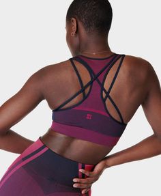 Our feminine new seamless workout bra. Soft, breathable fabric is sweat-wicking with 4-way stretch. Sleek racerback design with modest neckline for extra coverage. Medium support with removable pads. Pair with the matching leggings for a head-to-toe ‘fit. Model wears size S and is 178cm/5'10" tall. Style Code: SB9614Colour: Navy Blue Modest Neckline, Workout Bra, Matching Leggings, Seamless Sports Bra, Running Leggings, Yoga Shop, Sweaty Betty, Ski Wear, Sports Bras