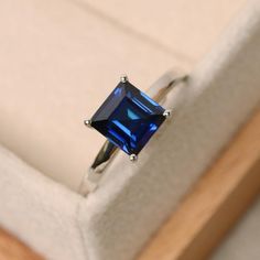 Sapphire ring square ring blue sapphire ring solitaire | Etsy Classic Blue Square Cut Rings, Square Cut Blue Sapphire Promise Ring, Blue Square Cut Sapphire Promise Ring, Classic Emerald Cut Sterling Silver Sapphire Ring, Classic Emerald Cut Sapphire Ring In Sterling Silver, Classic Sterling Silver Sapphire Ring With Emerald Cut, Formal Square Cut Sapphire Ring, Blue Solitaire Rectangular Jewelry, Blue Rectangular Solitaire Jewelry