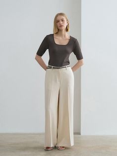 This is a trendy and feminine pants by RENEJ that is made out of high quality and sturdy material. With distinctive mood of the design and comfortable wear, you can style it for your casual daily outfit.- Cool touch of crepe fabric- Back elastic waistband- Unique and feminine mood Elegant High-waisted Viscose Pants, Loosely Fitted Viscose Wide Leg Pants, Chic Wide-leg Viscose Pants, Solid Wide-leg Viscose Pants, Solid Viscose Wide-leg Pants, Chic High-waisted Viscose Pants, Versatile Ankle-length Viscose Wide Leg Pants, Ankle-length Solid Viscose Wide Leg Pants, Elegant Viscose Bottoms For Workwear