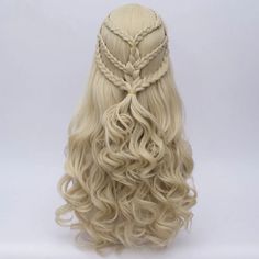 Cosplay Wig Gold Long Wavy Blonde Hair Wigs Halloween Party Costume Wig Targaryen Hair, Pelottava Halloween, Targaryen Cosplay, Blond Rose, Daenerys Targaryen Cosplay, Medieval Hairstyles, Blonde Wavy Hair, Viking Hair, Cute Braided Hairstyles