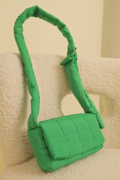 To all our puffer lovers, this one's for you <3 a staple cross-body bag that doesn't break the bank! DETAILS: COLOR: GREEN ADJUSTABLE LONG STRAP HASP CLOSURE NYLON PADDED SIZE: 9Wx5Hx2.5D Puffy Crossbody Bag, Quilted Green Shoulder Bag For Travel, Green Quilted Shoulder Bag For Travel, Green Rectangular Nylon Shoulder Bag, Green Quilted Crossbody Shoulder Bag, Trendy Green Nylon Shoulder Bag, Trendy Green Quilted Shoulder Bag, Everyday Green Quilted Bag, Casual Green Quilted Bag