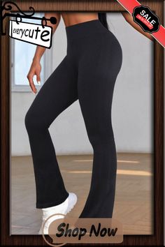 Black High Waist Tummy Control Flared Sports Pants Casual Compression Pants With Elastic Waistband, Black Comfort Stretch Wide Leg Activewear, Black Wide Leg Comfort Stretch Activewear, Black Comfort Stretch Wide-leg Activewear, Black Stretch Sporty Sweatpants, Casual Black Training Leggings, Black Stretch Sweatpants Sporty Style, Black Sporty Stretch Sweatpants, Moisture-wicking Wide Leg Activewear For Sports