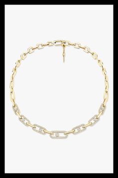 Messika Paris Jewelry - Move Link Pavé Necklace in Yellow Gold Messika Necklace, Paris Jewelry, Pave Necklace, Watch Winders, Exclusive Gift, Gold Collection, Gemstone Colors, Earring Necklace, Ring Necklace