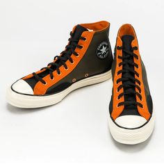 Converse Chuck 70 Court Hi Cargo Khaki/ Fire Pit/ Egret New In Original Box. Size 5m | 7w Orange Sneakers With Gum Sole For Streetwear, Orange High-top Sneakers With Gum Sole For Streetwear, Orange Leather Sneakers With Gum Sole, Sporty Orange High-top Sneakers With Gum Sole, Orange High-top Sneakers With Contrast Sole For Streetwear, Custom Orange High-top Leather Sneakers, Custom High-top Orange Leather Sneakers, Orange High-top Sneakers With Rubber Sole For Streetwear, Orange Sporty High-top Sneakers With Rubber Sole