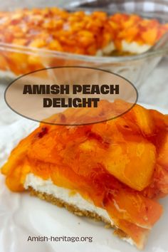 Peach Delight dessert with fresh peaches Cream Cheese Peach Pie Delight, Fresh Peach Delight, Peach Jello Cake, Peach Jello Recipes, Peach Delight Dessert, Cold Peach Desserts, Peach Dessert Recipes Summer, Peach Jello Dessert, Peach Cream Cheese Dessert