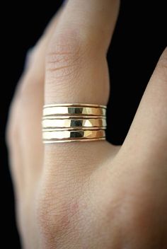 Stackable Dainty Midi Rings With Round Band, Dainty Stackable Midi Rings With Round Band, Stackable Dainty Midi Rings, Simple Gold Stackable Rings, Modern Stackable Rings For Everyday, Hammered 14k Gold Stackable Rings, Gold Stacked Minimalist Midi Rings, Gold Stacked Midi Rings Minimalist Style, Minimalist Stacked Gold Midi Rings