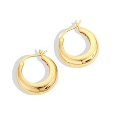 925 Sterling Silver;18K Gold Plated;Nickel-free & Hypoallergenic. Thick Gold Hoops, Simple Hoop Earrings, Hoops Gold, Understated Luxury, Latest Jewellery, Christmas Light, Earring Sale, Silver Pieces, Simple Earrings