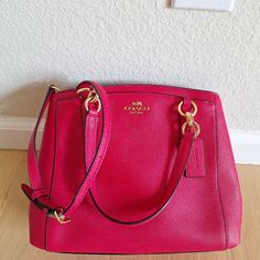 Coach F57847 Leather Minetta Crossbody Shoulder Bag Bright Pink Barbie Core. Mrp $325.00. New With Tags. Sold Out Online. Please See The Pictures. Mrp $325.00 Guaranteed Authentic. Coach Style F57847. Magnetic Snap Closure. Interior: Three Separate Compartments (Center One Zips Closed), One Open/Slip Pocket, One Zip Pocket. Exterior: Pocket On The Front With Magnetic Snap Closure. Gold Tone Hardware. Fully Lined. Coach Leather Hangtag Bag Charm. Double Handles With A 5.5" Drop. Adjustable/Remova Classic Pink Top Handle Satchel, Formal Pink Crossbody Shoulder Bag, Coach Pink Top Handle Shoulder Bag, Pink Top Handle Coach Shoulder Bag, Classic Pink Satchel With Detachable Strap, Luxury Pink Crossbody Satchel, Designer Pink Crossbody Satchel, Designer Pink Shoulder Bag For On-the-go, Classic Pink Shoulder Bag For Evening