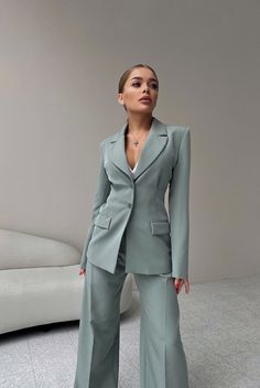 VI Slim-fit Suit Mint – VICLAN Graduation Suits For Women, Power Suits For Women, Graduation Suit, Mint Pants, Elegant Pants Suits, Graduation Suits, Classy Suits, Elegant Pant, Pantsuits For Women