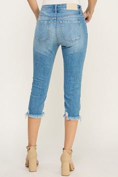 Details Style No. AT1101CKBU Elevate your denim game with the Mid Rise Capri featuring a frayed hem and distressed details. Designed specifically for plus-size figures, these capri jeans offer both style and comfort, making them a must-have addition to your wardrobe. Highlights Super Stretchy Denim Comfort High Quality Material Capri Length Mid-rise design Frayed with Distressed Medium Stone Wash Exposed Button Shape & fit • Skinny fit • Mid rise • Frayed HemSpecifications: Front Rise: 9 inches Distressed Cutoff Cropped Jeans, Distressed Cutoff Cropped Jeans For Spring, Spring Distressed Cutoff Cropped Jeans, Cropped Cutoff Jeans With Frayed Hem, Cropped Denim Jeans With Frayed Hem, Mid-rise Cropped Jeans With Frayed Hem In Medium Wash, Ripped Medium Wash Cropped Jeans, Cotton Cropped Cutoff Jeans With Frayed Hem, Cutoff Cropped Jeans With Frayed Hem