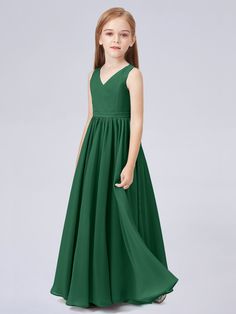 Description: V Neck Sleeveless Chiffon Junior Bridesmaid Dress Details: Silhouette: A-line Fabric: Chiffon Neckline: V Neck Sleeve Length: Sleeveless Embellishment: Pleated Floor-length chiffon dress. With padding and boning. Available in full-size range (J4-J16) and in custom size Ask a question Bridesmaid Dresses Green, Mint Green Bridesmaid Dresses, Girl Green Dress, Turquoise Bridesmaid Dresses, Dress Georgette, Lilac Bridesmaid Dresses, Girls Bridesmaid Dresses, Full Maxi Skirt, Bridesmaid Flower