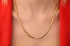 Our snake chain necklace is 14k solid gold. With its minimalist style, you can wear it every day and it fits your all outfit. It is a modern and trendy necklace.  It looks very stylish both alone and when combined with other necklaces. If you consider this gold snake chain as a gift, it makes your loves happy on their birthdays, anniversaries, graduations, mother's day, valentine's day, or women's day. 🎁 We can add a gift note for your loved ones. It arrives in a special jewelry gift box.  ✨ We Minimalist Snake Chain Necklace For Anniversary, Minimalist Herringbone Necklace With Figaro Chain As Gift, Modern Yellow Gold Herringbone Necklace As Gift, Modern Yellow Gold Snake Chain Necklace As Gift, Minimalist 14k Gold Snake Chain Necklace Gift, Classic 14k Gold Snake Chain Necklace For Gift, Classic 14k Gold Snake Chain Necklace As A Gift, Men Gold Chain, Gold Snake Chain