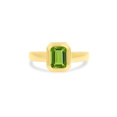 Bezel Set Gemstone Ring - Lindsey Leigh Jewelry Yellow Gold Radiant Cut May Birthstone Ring, Yellow Gold Radiant Cut Ring For May Birthstone, Classic Emerald Ring With Rectangular Bezel Setting, Modern Emerald Cut Solitaire Birthstone Ring, Timeless Emerald Cut Birthstone Ring In 14k Gold, 14k Yellow Gold Emerald Ring With Rectangular Stone, Modern Solitaire Emerald Cut Birthstone Ring, Classic Green Rings With Bezel Setting, Classic Green Ring With Bezel Setting