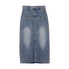 Introducing the 2023 Spring-Summer Collection ââ‚?the must-have street vibe long denim skirt with seam pockets and a high-rise fit. Crafted to be the perfect blend of aged appeal and modern chic. this unique piece offers the perfect touch of rebellious edge to your wardrobe.Why It's Your Next Wardrobe StapleIts bold vintage silhouette with a sleek lengthy fit. tall waist. and seam pockets are patterned to give you an effortlessly stylish look. Plus. the durable zipper and button closure ensures Denim Skirts Online, Womens Denim Skirts, Long Denim Skirt, Statement Jacket, Vintage Silhouette, Vintage Vogue, Flowy Tops, Light Blue Denim, Light Blue Color