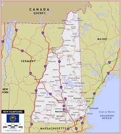 a map of the state of maine with roads and major cities on it's borders