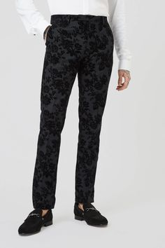 The Twisted Tailor Fleet Floral skinny fit trouser with stretch in black features a tuxedo construction and wool blend fabric. Black floral patterns adorn the tuxedo suit giving a darker edge to your evening-wear ensemble. Floral Tuxedo, Wedding Suits Men Black, Prom Suits, Party Suits, Tuxedo Suit, Black Tuxedo, Tuxedo Jacket, Wedding Suits Men, 3 Piece Suits