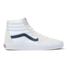 Vans Classic Sport SK8-Hi Skate Shoes Dress Blues/True White VN0A32QG9YG. Dress Blues, Sk8 Hi, Shoes Dress, Vans Classic, Side Stripe, Skate Shoes, Lace Up Shoes, High Top, Blue Dresses