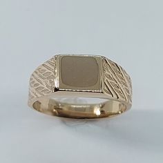 This classic signet ring has been carefully crafted from scratch in 10k solid Yellow Gold. Great for any occasion!  Buy it for your-self or buy it for the special person in your life! All of my jewelry is handmade from scratch and of high quality. This ring can be personalized with your initials upon request. Ring will be shipped to you in an elegant gift box. A tracking shipping number will be provided to you once the ring has been mailed.   Ring Measurements and Materials: Ring Weight: 2.9 gra Heirloom Signet Ring With Diamond Cut, Heirloom Diamond Cut Signet Ring With Round Band, Gold Classic Initial Ring With Diamond Cut, Heirloom 14k Gold Signet Ring With Diamond Cut, Heirloom Diamond Cut Signet Promise Ring, Classic Rectangular 14k Stamped Rings, Gold Diamond-cut Signet Ring, Rectangular Diamond Cut Signet Ring For Anniversary, Classic 14k Gold Diamond Cut Signet Ring