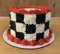 Checkered Themed Cake in Red, Black, and White