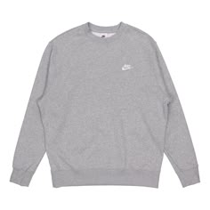 Vintage Pullover Nike, Grey Nike Sweatshirt Vintage, Sporty Heather Grey Sweater With Ribbed Cuffs, Nike Crew Neck Hoodie For Gym, Nike Long Sleeve Hoodie For Light Sports, Fleece Sportswear Hoodie, Sports Hoodie Sweater, Sportswear Fleece Hoodie With Crew Neck, Fleece Hoodie With Crew Neck For Sportswear