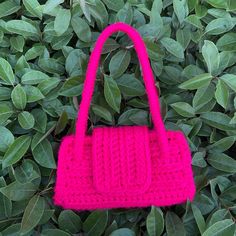 Neon pink shoulder bag, hardened with interfacing and lined on the inside. Pink Bags With Adjustable Strap And Double Handle, Pink Shoulder Bag, Neon Pink, Purses And Handbags, Straw Bag, Etsy App, Netherlands, Selling On Etsy, Sell On Etsy