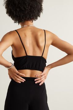 NORMA KAMALI Stretch-jersey soft-cup bralette | NET-A-PORTER Sophie Buhai, Sheer Shirt, Norma Kamali, Soft Cup, Blazer Buttons, Black Stretch, Long A Line, Net A Porter, Women Collection