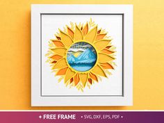 an image of a sunflower with mountains in the background and text free frame svg files